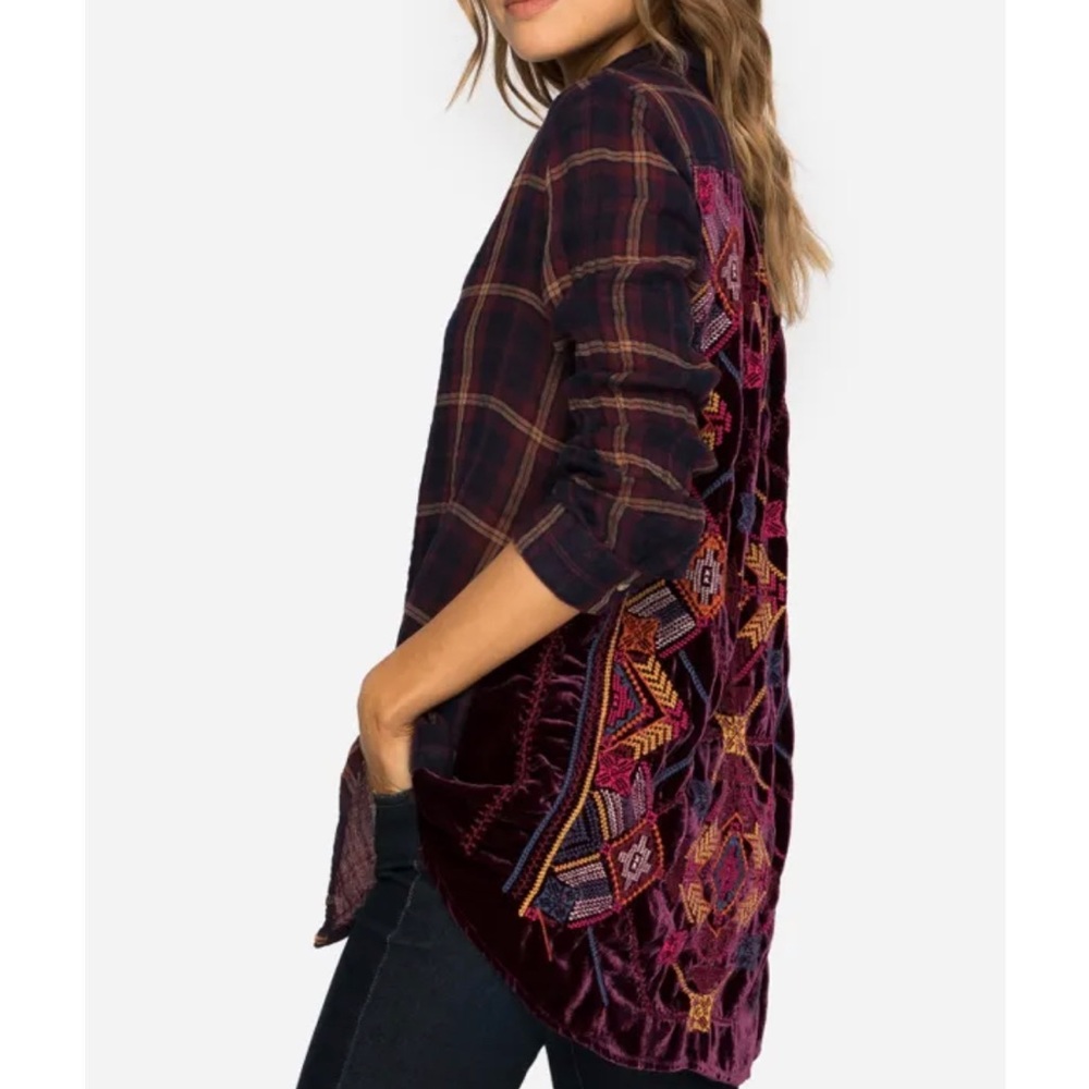 JOHNNY WAS Velvet Back Button Down